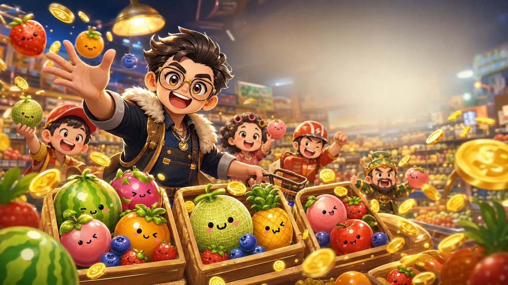 The fruit-market team fulfilling customer orders