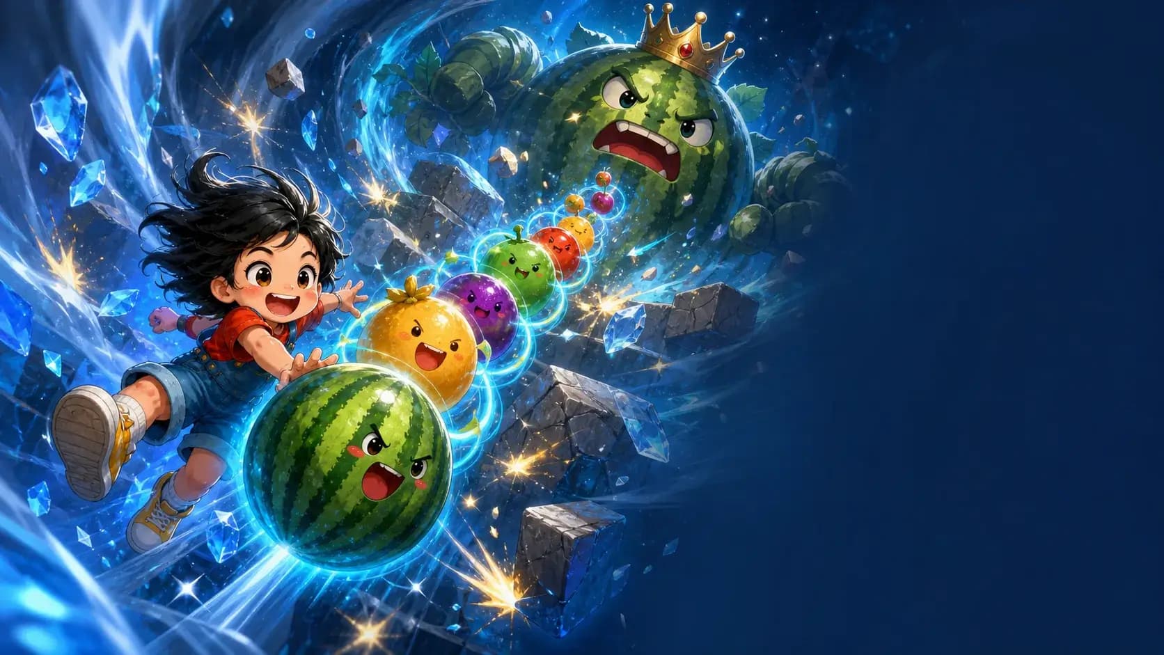 Watermelon boss battle in an ice stage