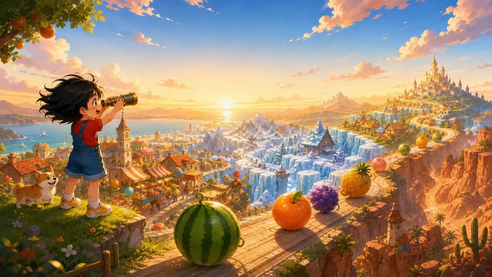 A journey across nine fruit-themed worlds
